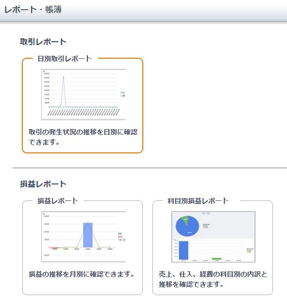 レポートと帳簿の機能