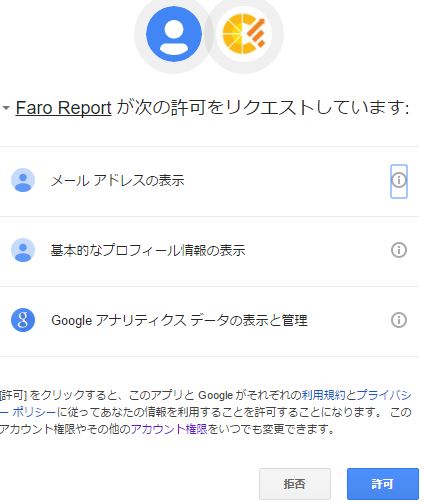 Google側で認証の許可を求められますので、許可を押して進む