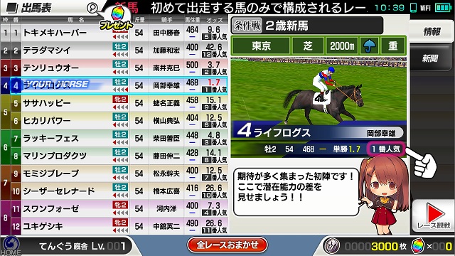 レースの予想表