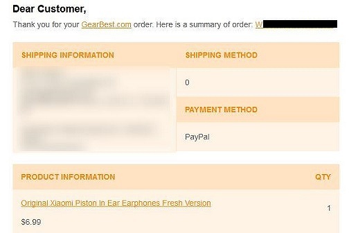 GearBestからのメール