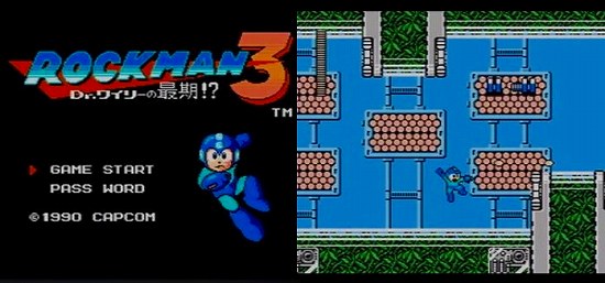 ロックマン3のタイトルとゲーム画面