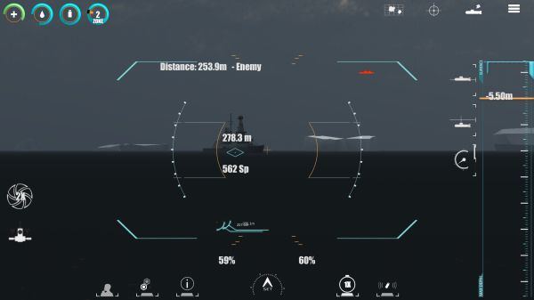 Submarine Piratesの潜水艦魚雷発砲シーン