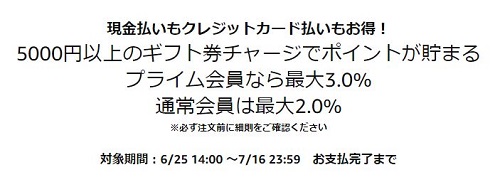 Amazonギフト券チャージの説明