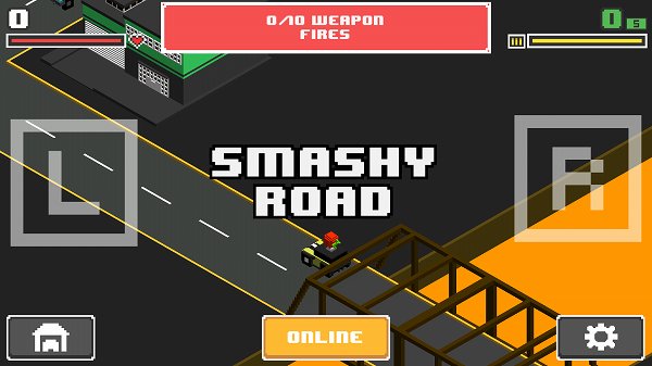 Smashy Road: Wantedのスタート画面