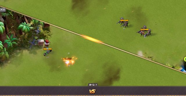 暇つぶしゲーム「ビビットアーミー」のバトル画面